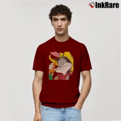 Men’s 1993 Cowboy Bugs Bunny Looney Tunes Big Face Classic T-Shirt in maroon | Soft, Breathable Everyday Wear