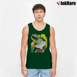 Men’s 1993 Cowboy Bugs Bunny Looney Tunes Big Face Tank Top in forest green | Breathable, Active-Friendly Design