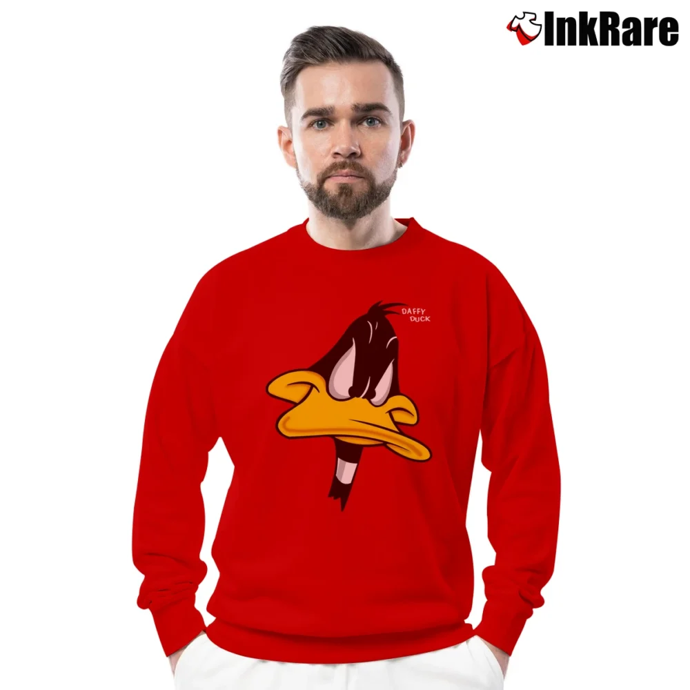 Men’s 1993 Daffy Duck Looney Tunes Crewneck Sweatshirt in red | Cozy Fabric, Clean Style