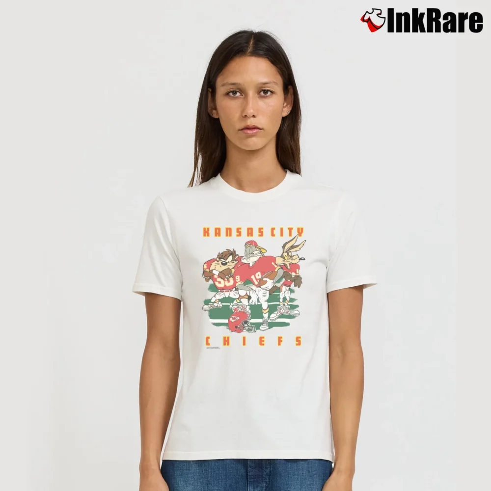 Women’s 1993 Kansas City Chiefs Looney Tunes NFL Signature T-Shirt in white | Soft, Flattering Fit