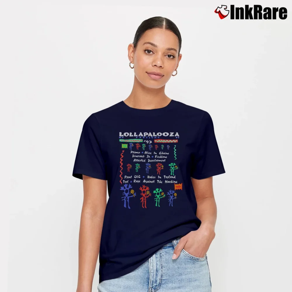 Women’s 1993 Lollapalooza Festival With Alice In Chains Primus Dinosaur Jr Signature T-Shirt in navy | Soft, Flattering Fit
