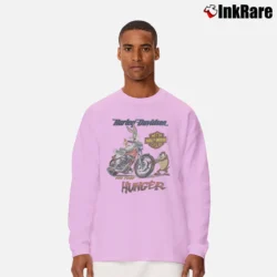 Men’s 1993 Looney Tunes Bugs Bunny Taz Harley Davidson Biker Long-Sleeve Shirt in light pink | Sleek, Lightweight, Year-Round Wear