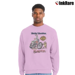 Men’s 1993 Looney Tunes Bugs Bunny Taz Harley Davidson Biker Crewneck Sweatshirt in light pink | Cozy Fabric, Clean Style