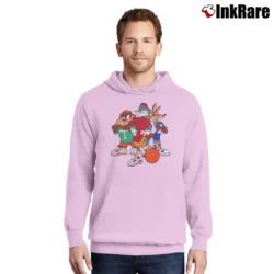 Men’s 1993 Looney Tunes Taz Bugs Bunny Road Runner Hip Hop Pullover Hoodie in light pink | Cozy, Durable, Modern Fit