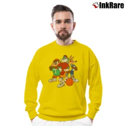 Men’s 1993 Looney Tunes Taz Bugs Bunny Road Runner Hip Hop Crewneck Sweatshirt in yellow | Cozy Fabric, Clean Style