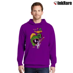 Men’s 1993 Marvin The Martian Duck Dodgers Daffy Looney Tunes Pullover Hoodie in purple | Cozy, Durable, Modern Fit
