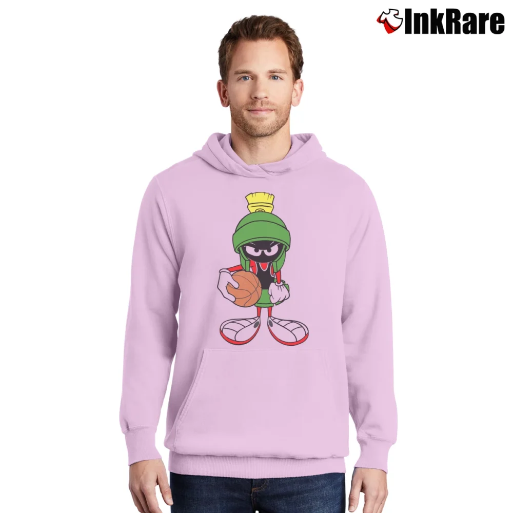 Men’s 1993 Marvin The Martian Space Jam Looney Tunes Pullover Hoodie in light pink | Cozy, Durable, Modern Fit