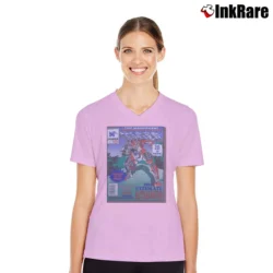 Women’s 1993 Memphis State Tiger Varsity Comics Graphic V-Neck Tee in light pink | Chic Neckline, Soft Texture