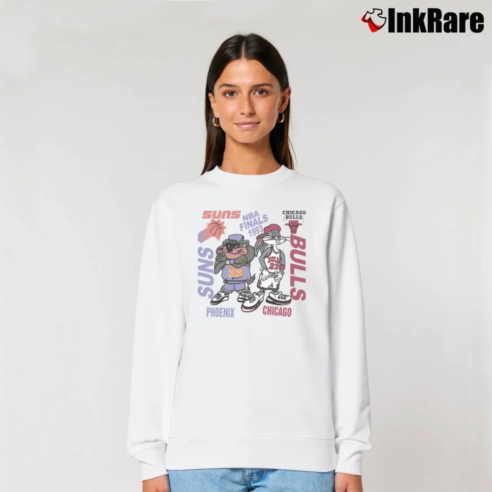 Women’s 1993 NBA Finals Looney Tunes Taz Bulls Suns Relaxed Sweatshirt in white | Soft, Laid-Back Vibe
