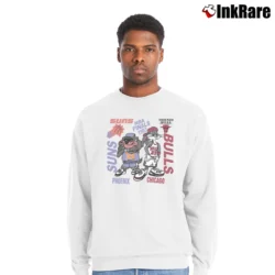 Men’s 1993 NBA Finals Looney Tunes Taz Bulls Suns Crewneck Sweatshirt in white | Cozy Fabric, Clean Style