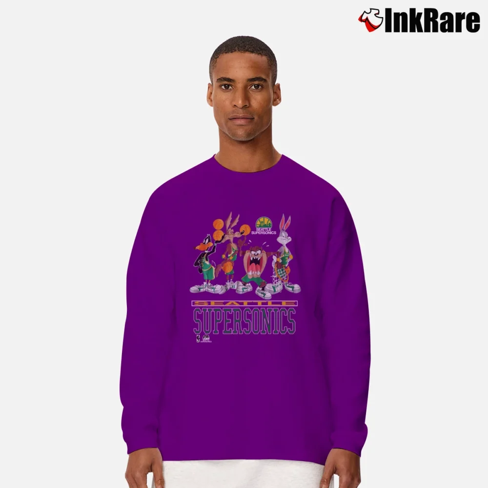 Men’s 1993 NBA Seattle Supersonics Looney Tunes Collaboration Long-Sleeve Shirt in purple | Sleek, Lightweight, Year-Round Wear