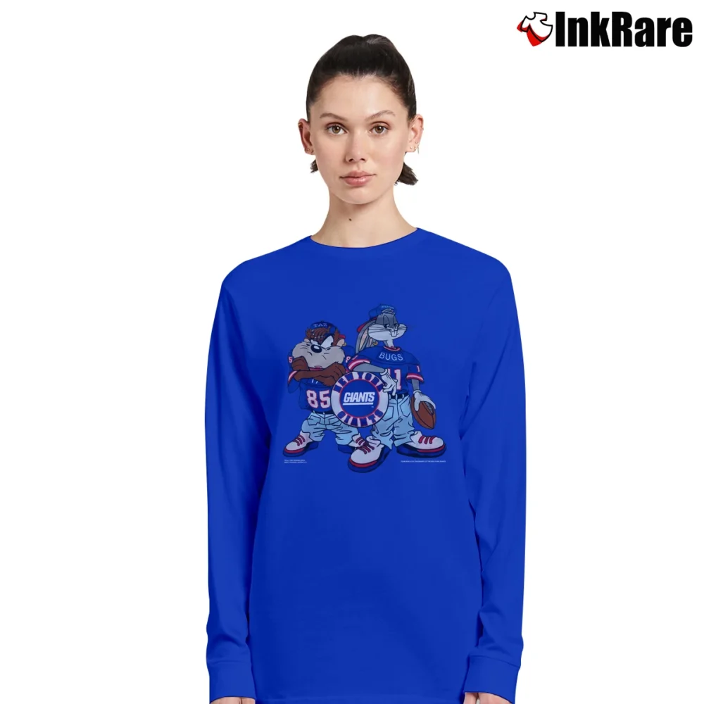 Women’s 1993 New York Giants Looney Tunes Bugs Bunny Taz Long-Sleeve Top in royal blue | Sleek, Versatile, All-Season