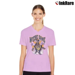 Women’s 1993 Notre Dame Fighting Irish Looney Tunes Bugs Bunny Taz V-Neck Tee in light pink | Chic Neckline, Soft Texture