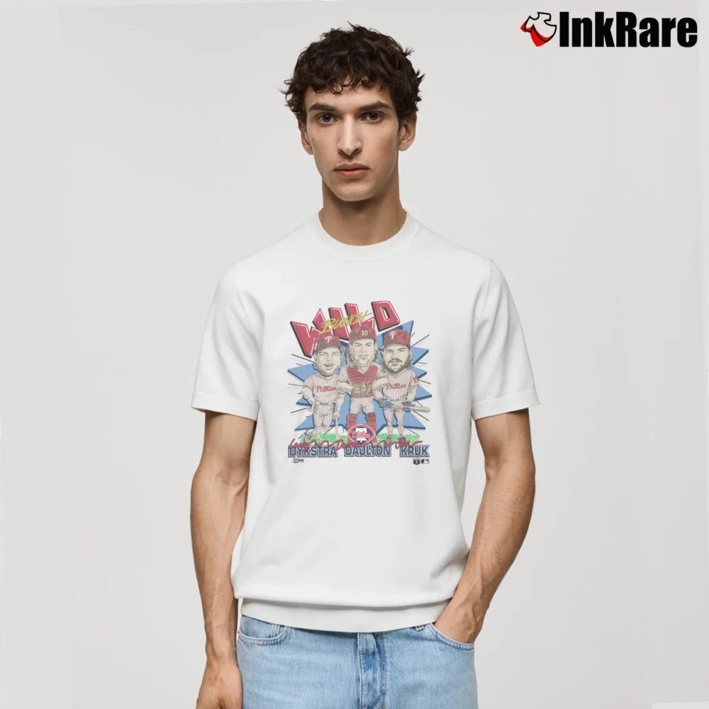 Men’s 1993 Phillies Caricature Dykstra Daulton Kruk Classic T-Shirt in white | Soft, Breathable Everyday Wear