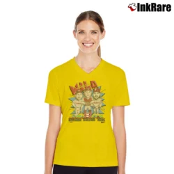Women’s 1993 Phillies Caricature Dykstra Daulton Kruk V-Neck Tee in yellow | Chic Neckline, Soft Texture