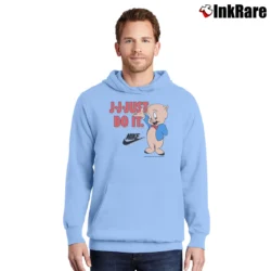 Men’s 1993 Porky Pig Looney Tunes Just Do It Classic Pullover Hoodie in light blue | Cozy, Durable, Modern Fit