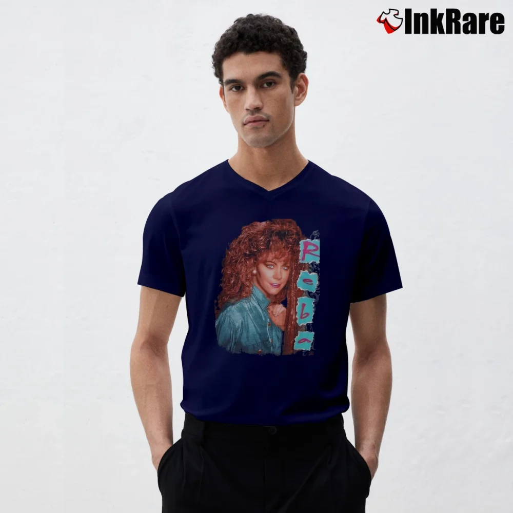 Men’s 1993 Reba Mcentire Tour V-Neck Tee in navy | Sharp, Breathable, Everyday Staple