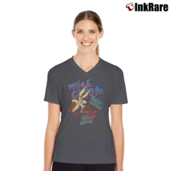 Women’s 1993 Wile E Coyote Looney Tunes Acme TNT V-Neck Tee in charcoal | Chic Neckline, Soft Texture