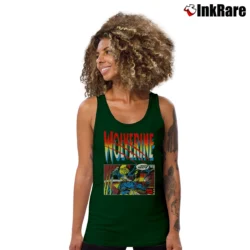 Women’s 1993 Wolverine Marvel Comics Tank Top in forest green | Lightweight, Movement-Friendly