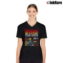 Women’s 1993 Wolverine Marvel Comics V-Neck Tee in black | Chic Neckline, Soft Texture