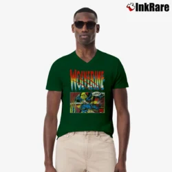 Men’s 1993 Wolverine Marvel Comics V-Neck Tee in forest green | Sharp, Breathable, Everyday Staple