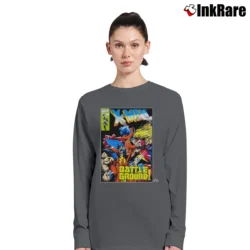 Women’s 1993 X - men Battleground Marvel Comic Long-Sleeve Top in charcoal | Sleek, Versatile, All-Season
