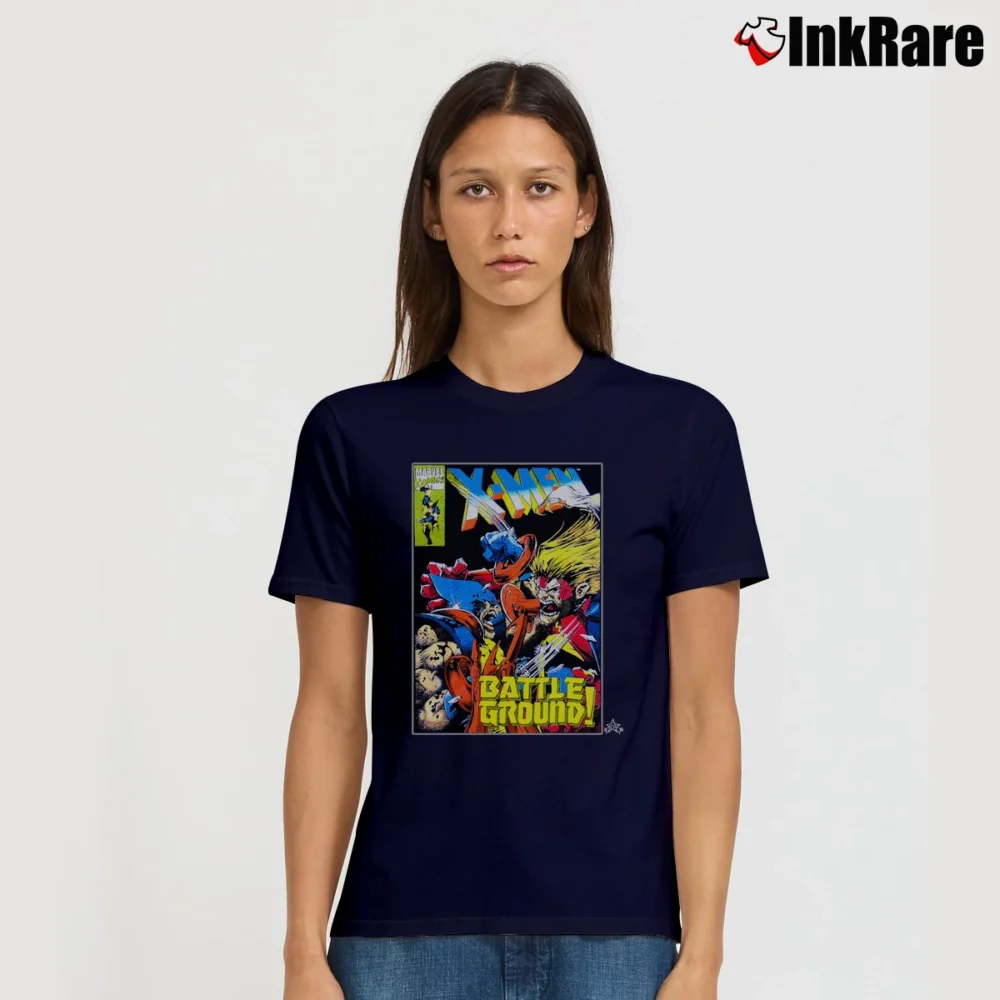 Women’s 1993 X - men Battleground Marvel Comic Signature T-Shirt in navy | Soft, Flattering Fit