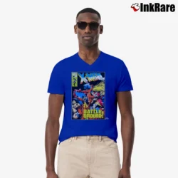 Men’s 1993 X - men Battleground Marvel Comic V-Neck Tee in royal blue | Sharp, Breathable, Everyday Staple