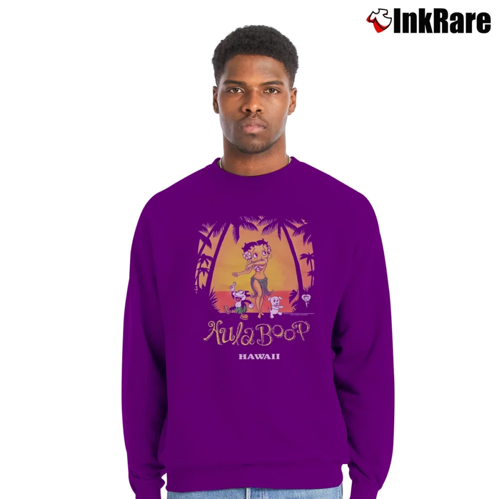Men’s 1994 Betty Boop Classic Cartoon Graphic Crewneck Sweatshirt in purple | Cozy Fabric, Clean Style