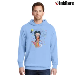 Men’s 1994 Betty Boop Halloween Elvira Costume Pullover Hoodie in light blue | Cozy, Durable, Modern Fit