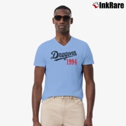 Men’s 1994 Dragons Doala Baseball Team V-Neck Tee in light blue | Sharp, Breathable, Everyday Staple