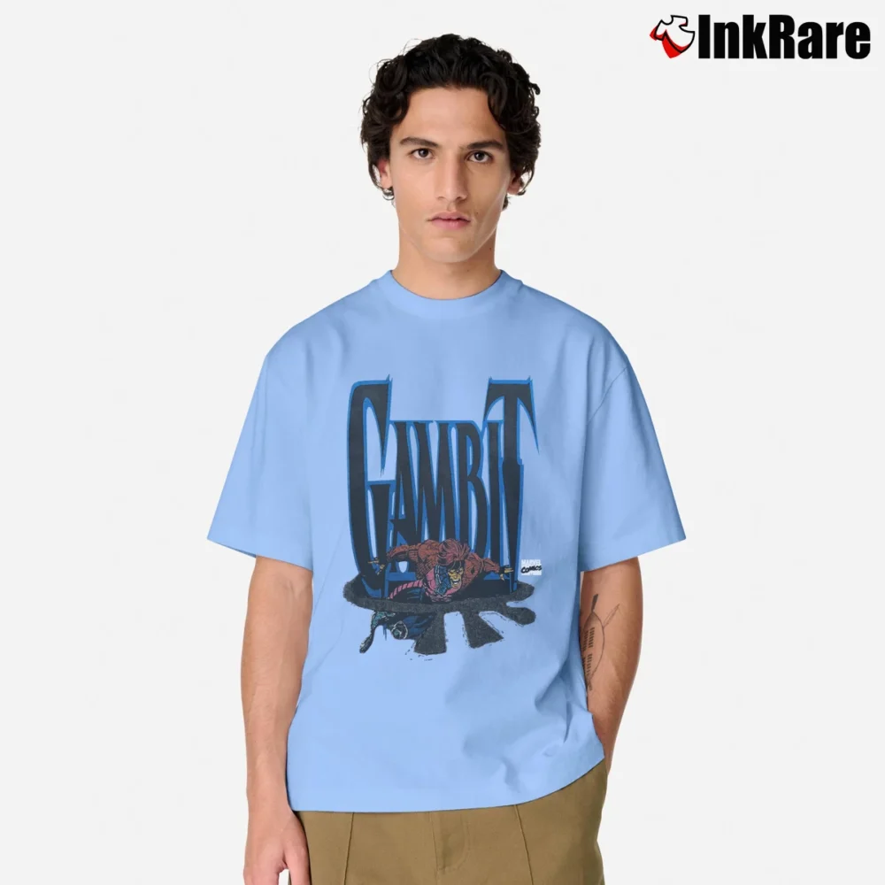 Men’s 1994 Gambit Marvel Comics Comic Book Promo Classic T-Shirt in light blue | Soft, Breathable Everyday Wear