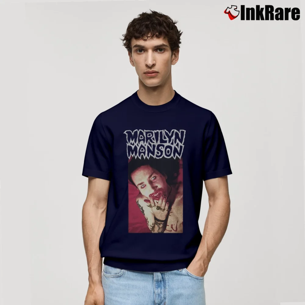 Men’s 1994 Marilyn Manson I Am The God Of Fuck Classic T-Shirt in navy | Soft, Breathable Everyday Wear