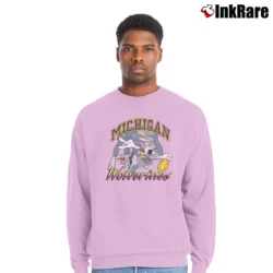 Men’s 1994 Michigan Wolverines Basketball Looney Tunes Bugs Bunny Crewneck Sweatshirt in light pink | Cozy Fabric, Clean Style