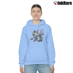 Women’s 1994 Old Time Hockey Looney Tunes Daffy Duck Bugs Bunny Cozy Hoodie in light blue | Warm, Structured, Stylish