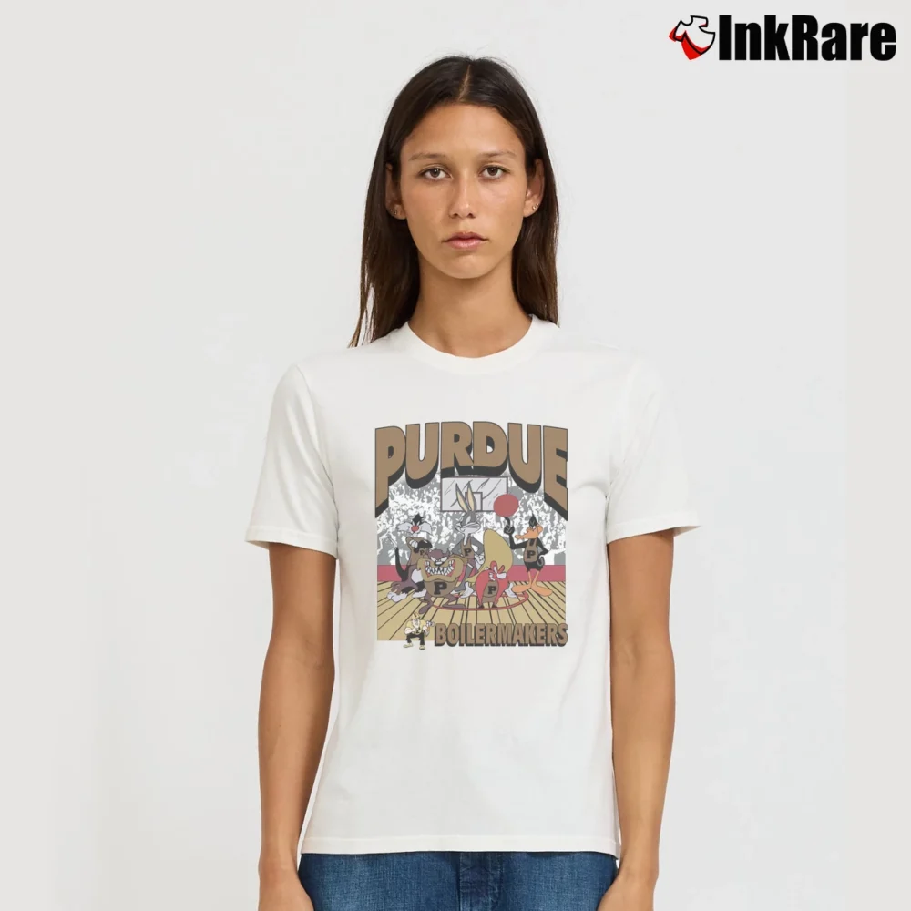 Women’s 1994 Purdue Boilermakers Looney Tunes Basketball Signature T-Shirt in white | Soft, Flattering Fit