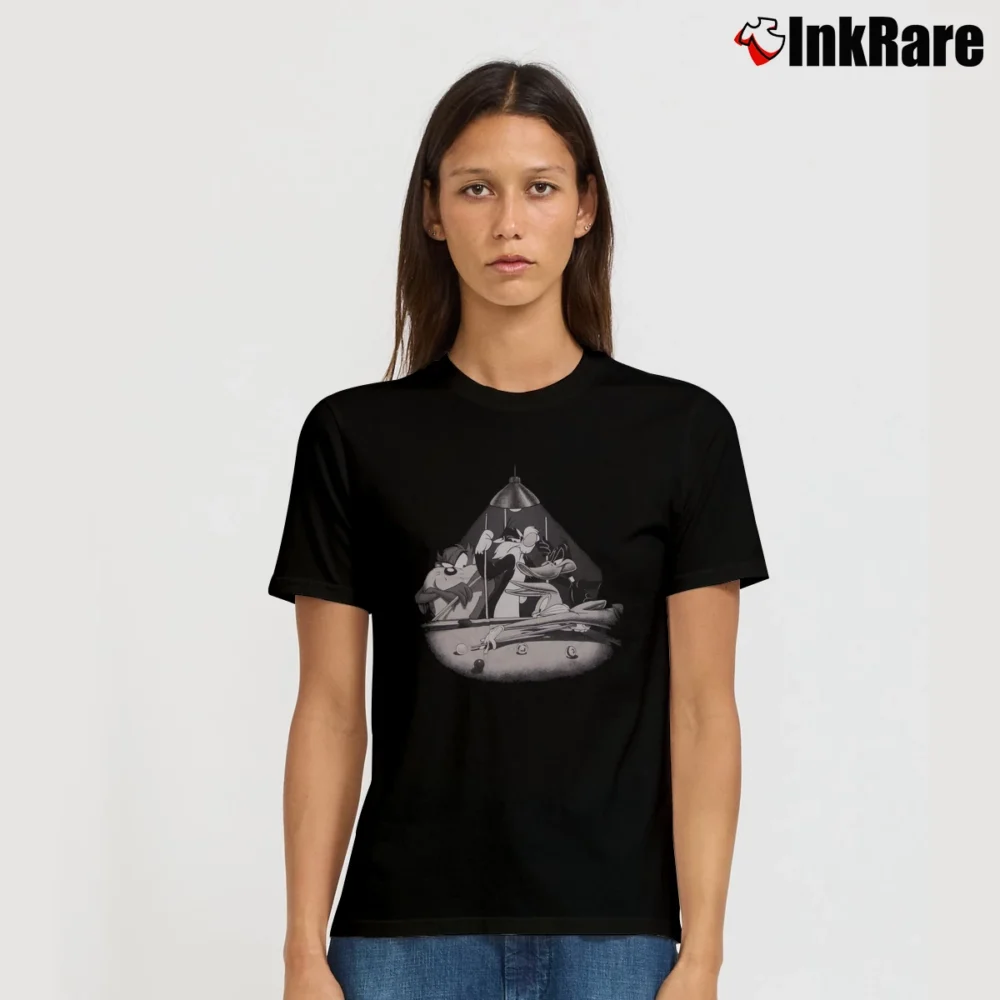 Women’s 1994 Taz Bugs Bunny Sylvester Billiards Looney Tunes Signature T-Shirt in black | Soft, Flattering Fit