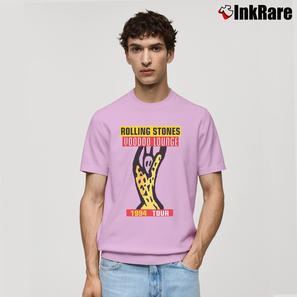 Men’s 1994 The Rolling Stones Voodoo Lounge Tour Classic T-Shirt in light pink | Soft, Breathable Everyday Wear