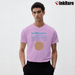 Men’s 1994 Walt Disney World Marathon Mickey Mouse V-Neck Tee in light pink | Sharp, Breathable, Everyday Staple