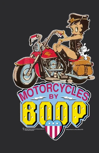 1995 Betty Boop Motorcycle Dark Blue Graphic Shirt