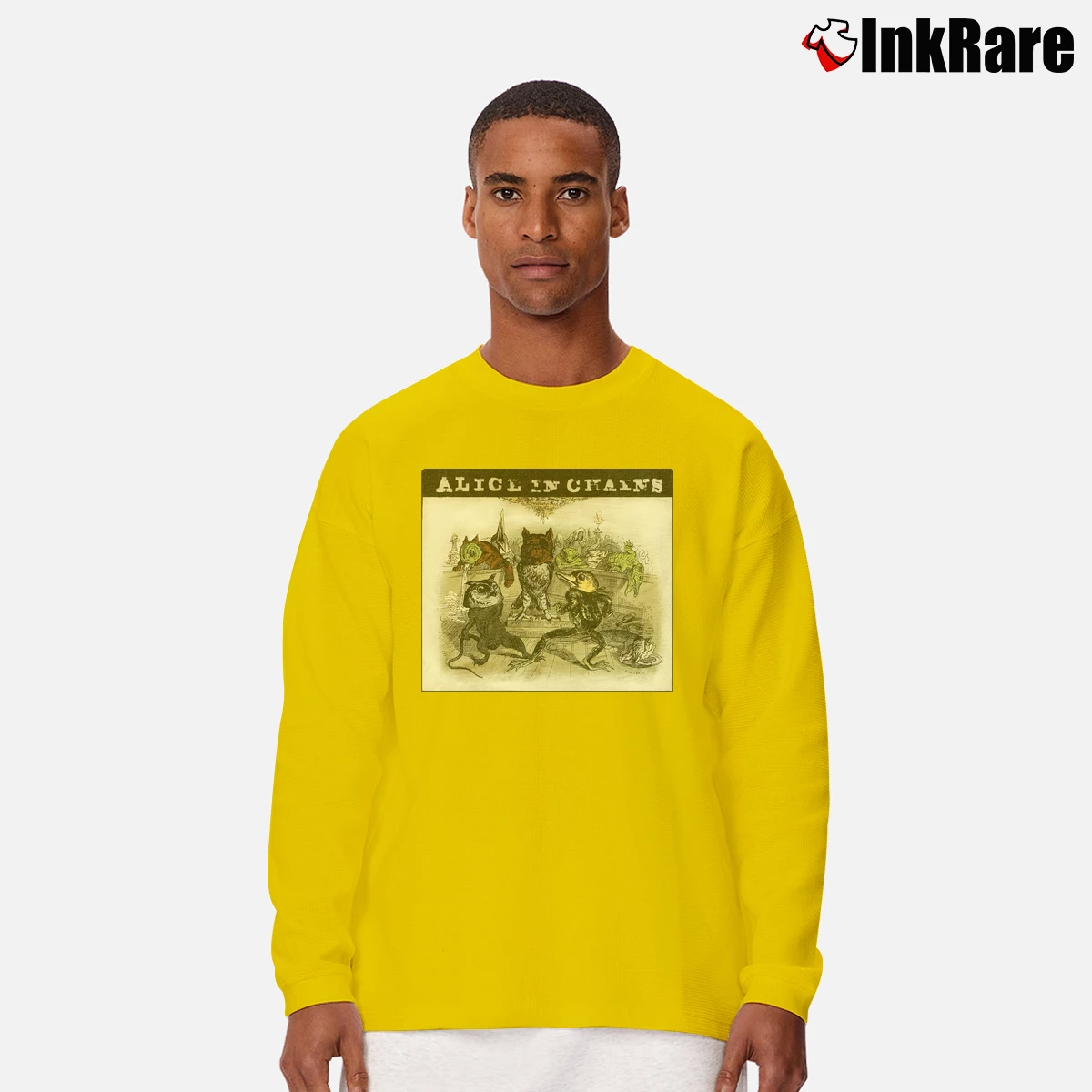 Men’s 1995 Alice In Chains Jj Grandville Tour Graphic Long-Sleeve Shirt in yellow | Sleek, Lightweight, Year-Round Wear