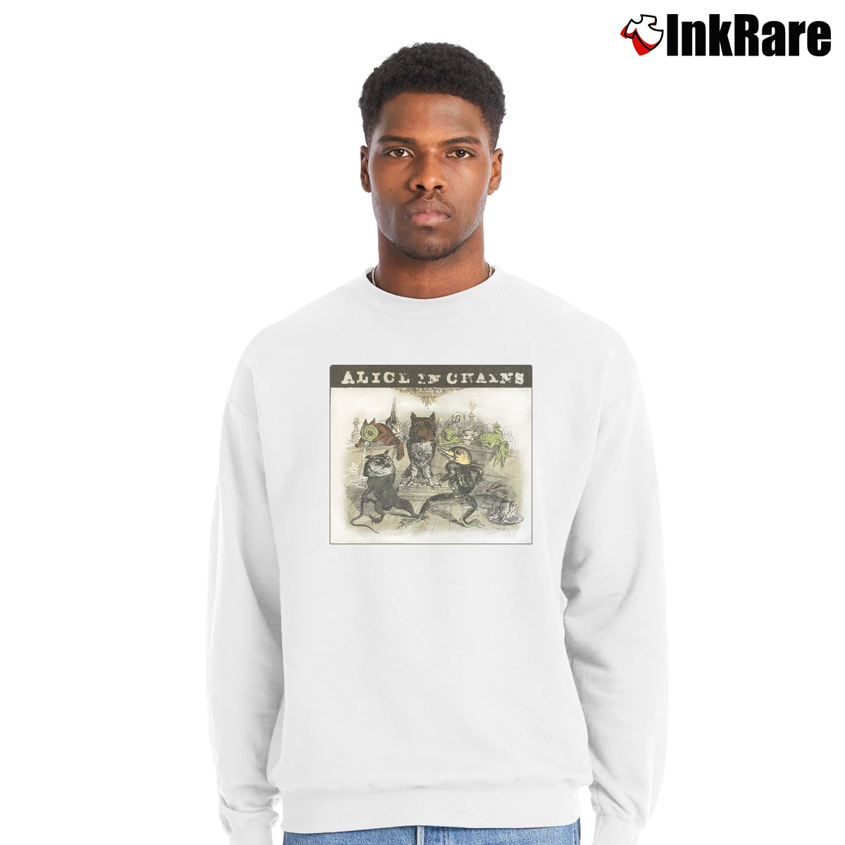 Men’s 1995 Alice In Chains Jj Grandville Tour Graphic Crewneck Sweatshirt in white | Cozy Fabric, Clean Style