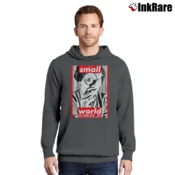 Men’s 1995 Barbara Kruger Small World Pullover Hoodie in charcoal | Cozy, Durable, Modern Fit