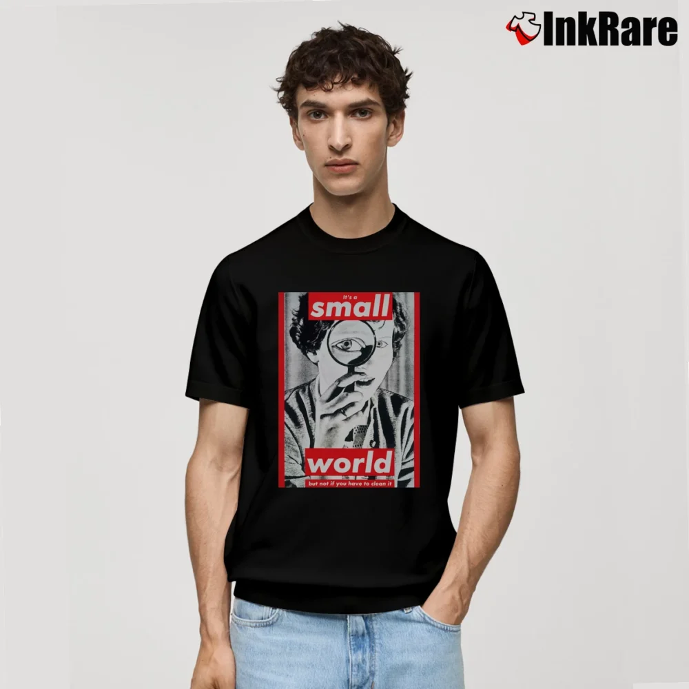 Men’s 1995 Barbara Kruger Small World Classic T-Shirt in black | Soft, Breathable Everyday Wear