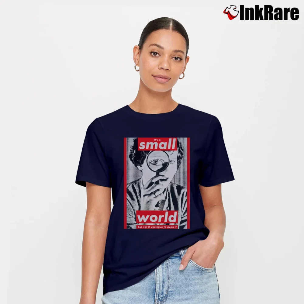 Women’s 1995 Barbara Kruger Small World Signature T-Shirt in navy | Soft, Flattering Fit