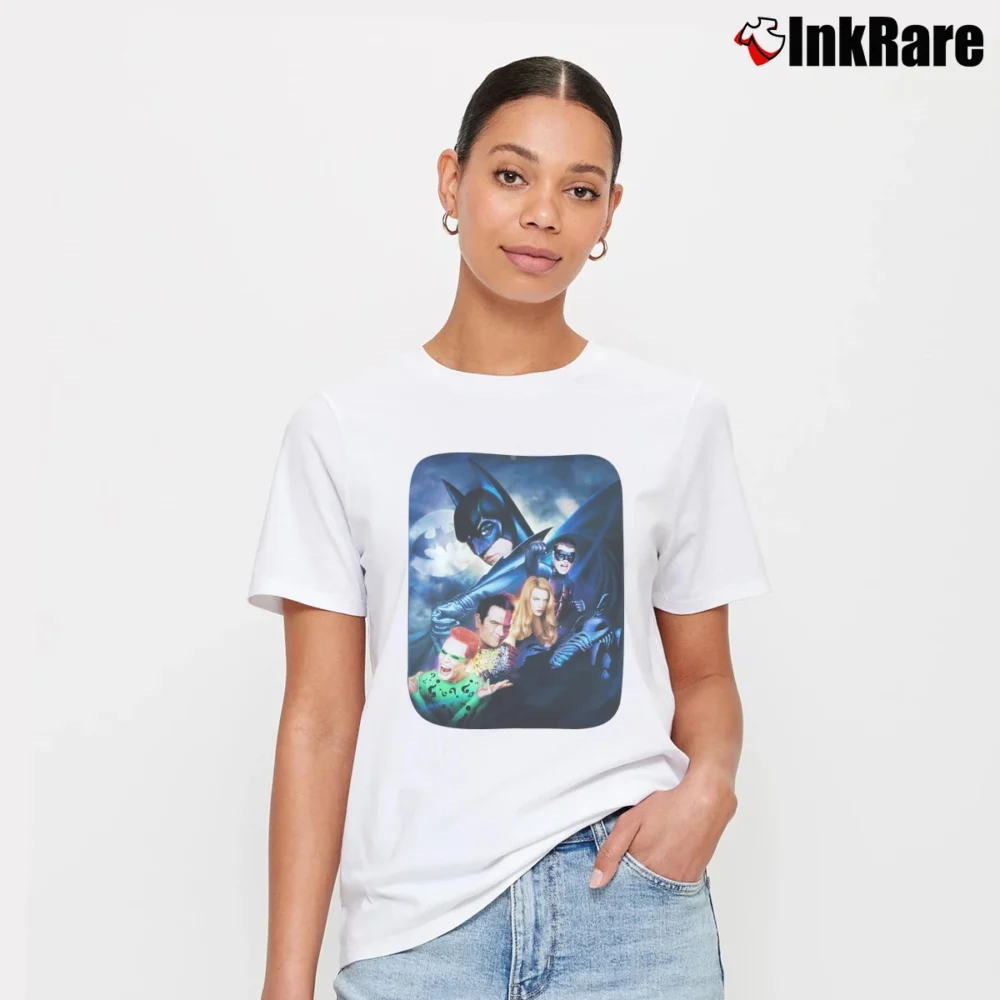 Women’s 1995 Batman Forever Movie Poster Promo Signature T-Shirt in white | Soft, Flattering Fit