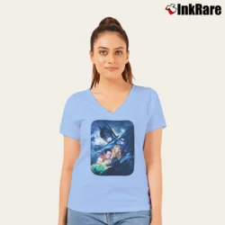 Women’s 1995 Batman Forever Movie Poster Promo V-Neck Tee in light blue | Chic Neckline, Soft Texture