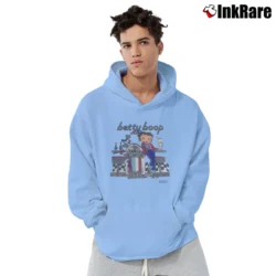 Men’s 1995 Betty Boop Mels Diner Retro Cartoon Pullover Hoodie in light blue | Cozy, Durable, Modern Fit