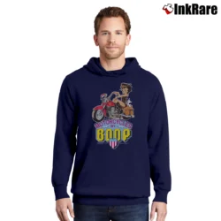 Men’s 1995 Betty Boop Motorcycle Dark Blue Graphic Pullover Hoodie in navy | Cozy, Durable, Modern Fit