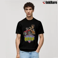 Men’s 1995 Betty Boop Motorcycle Dark Blue Graphic Classic T-Shirt in black | Soft, Breathable Everyday Wear